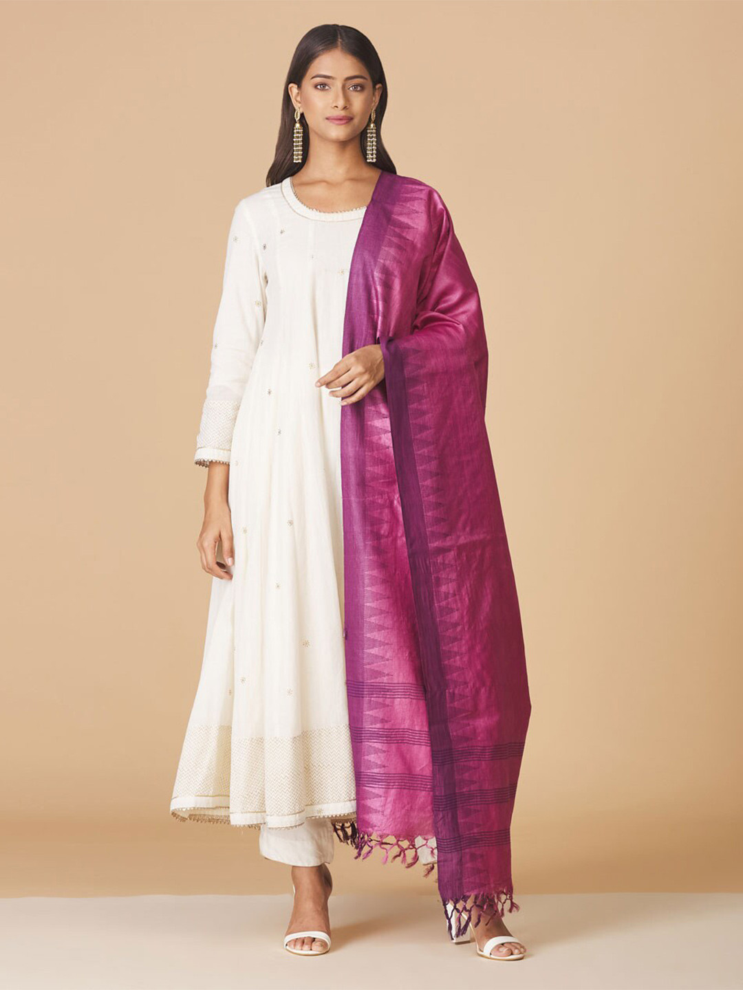 

Fabindia Purple Woven Design Dupatta