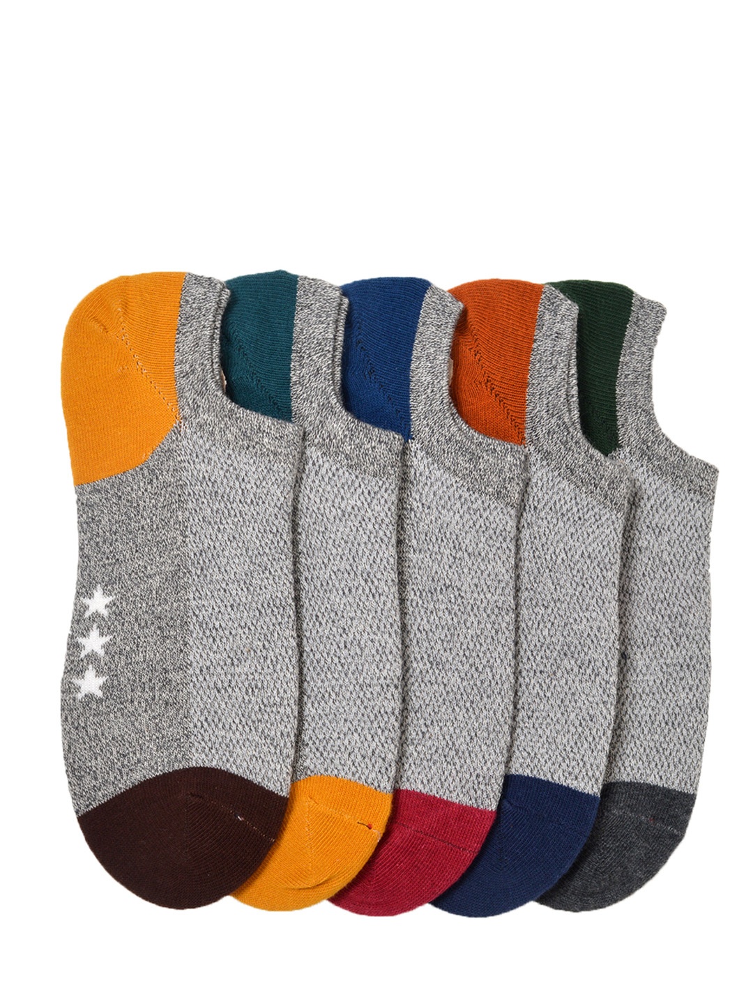 

MARC Men Pack Of 5 Grey Patterned Ankle-Length Socks