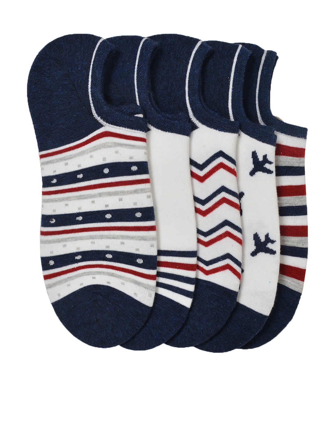 

MARC Men Pack Of 5 Patterned Ankle-Length Socks, Off white