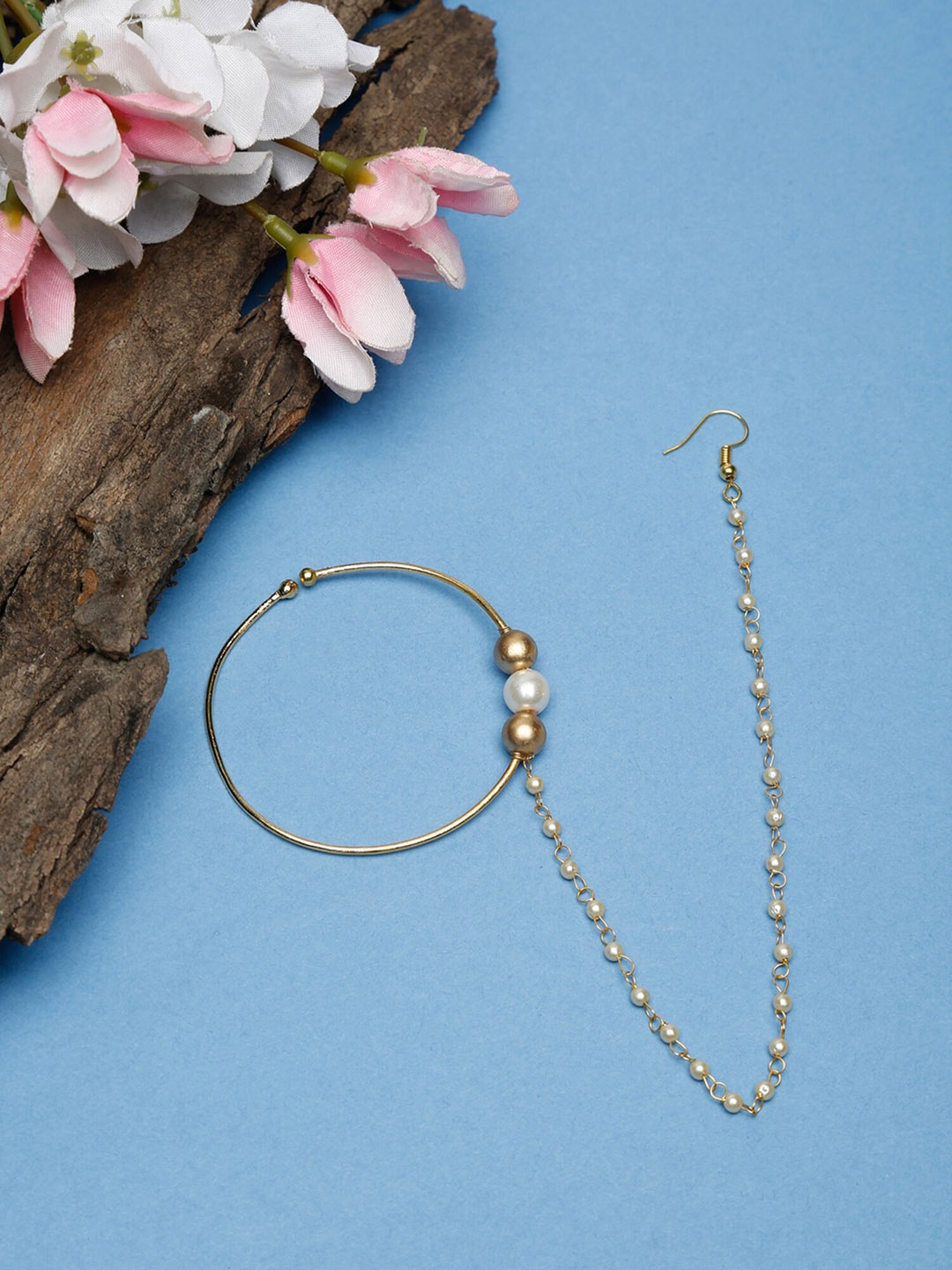

Ruby Raang Gold=Plated Gold-Toned Beaded Nosering