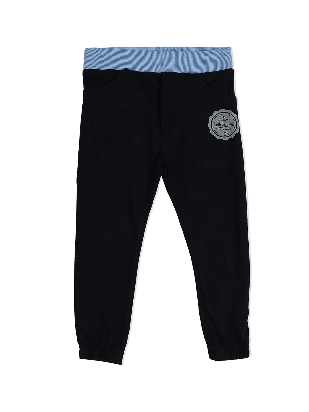 

earth conscious Boys Navy Blue Solid Cotton Relaxed-Fit Joggers