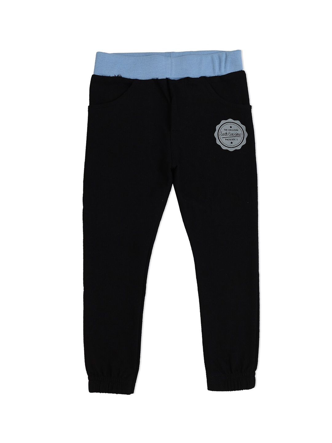 

earth conscious Boys Black Solid Cotton Relaxed-Fit Joggers
