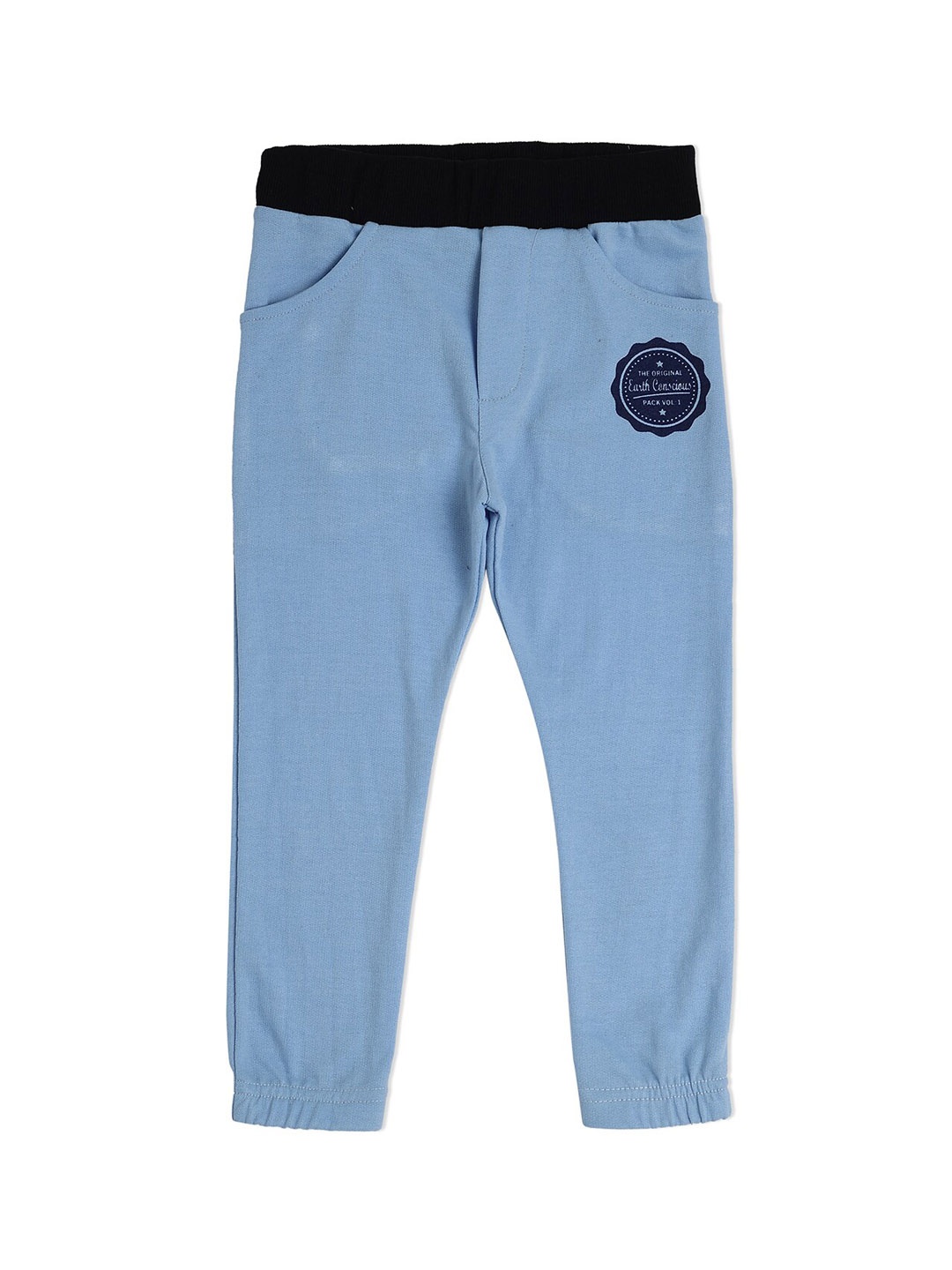 

earth conscious Boys Blue Solid Cotton Relaxed-Fit Joggers