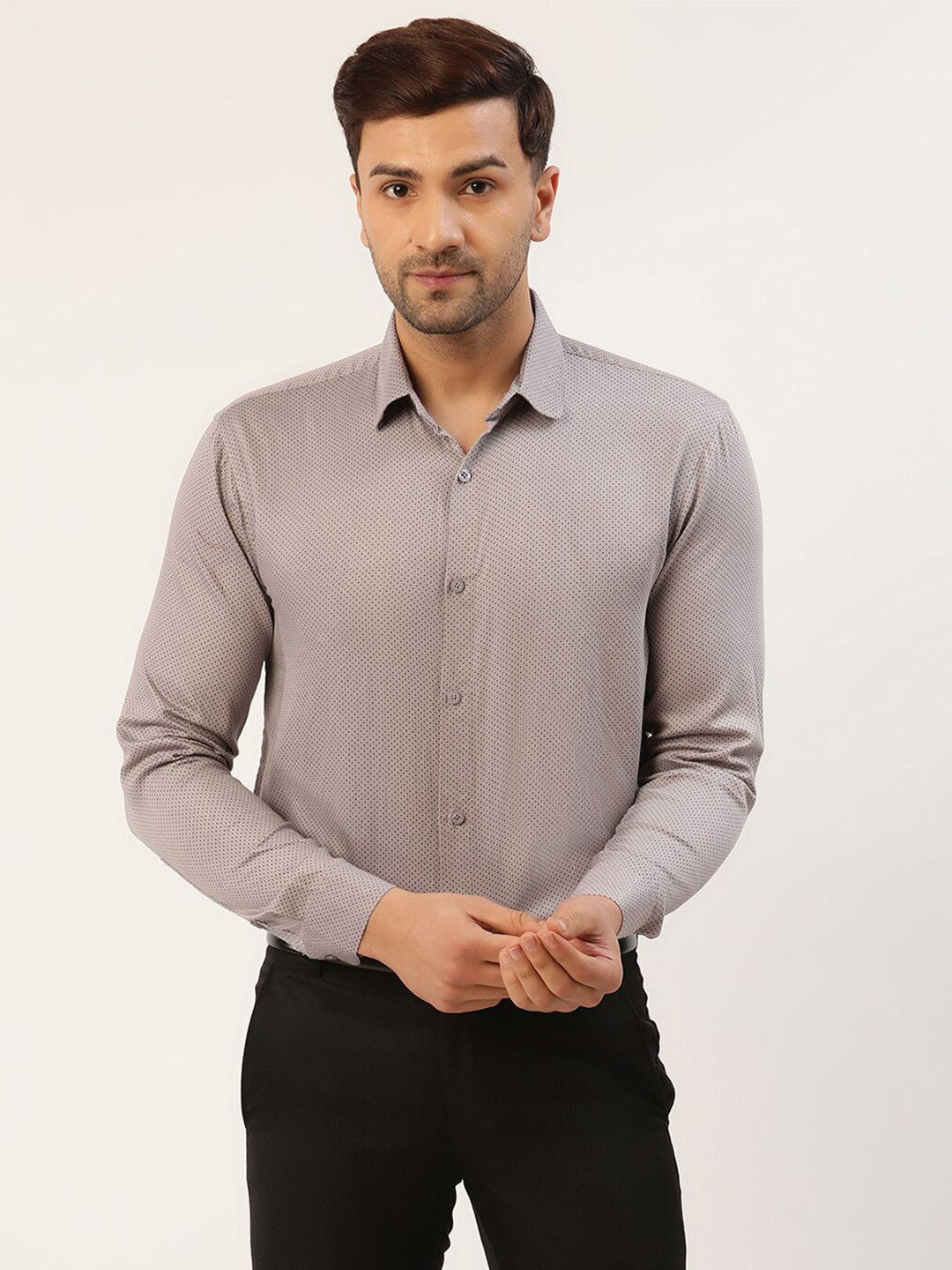 

JAINISH Men Classic Regular Fit Printed Formal Cotton Shirt, Grey
