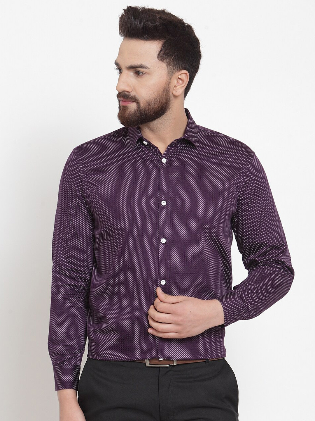 

JAINISH Men Classic Regular Fit Printed Cotton Formal Shirt, Purple