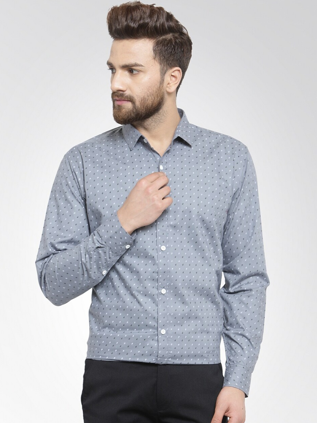 

JAINISH Men Classic Regular Fit Printed Cotton Formal Shirt, Grey