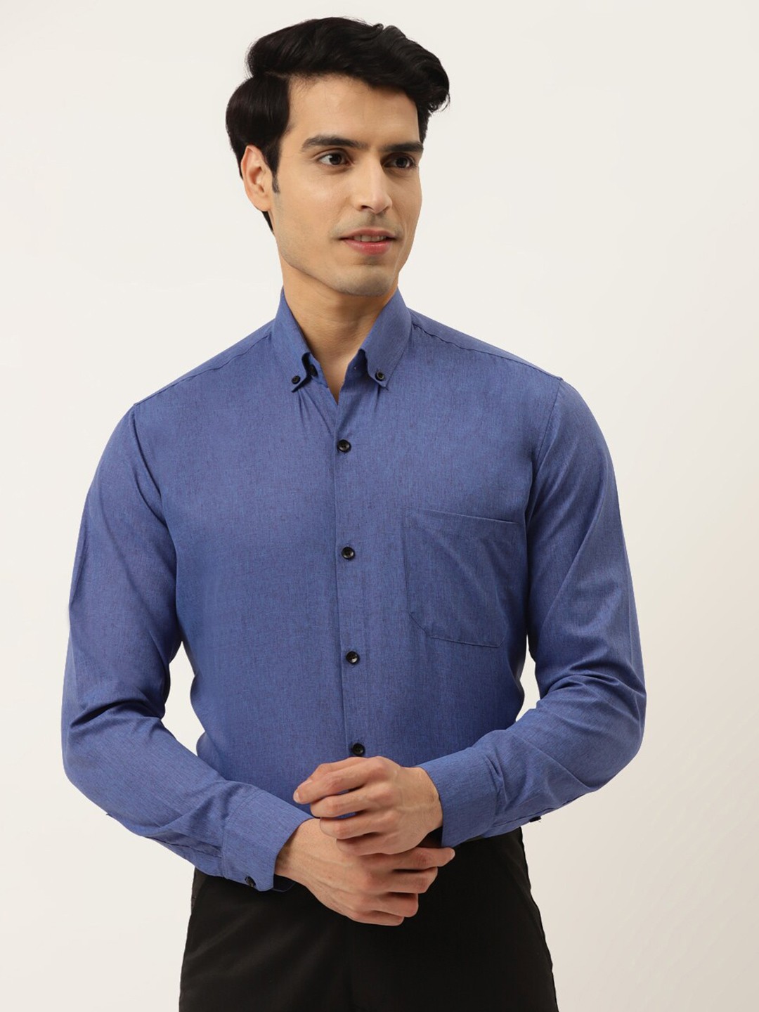 

JAINISH Men Blue Classic Regular Fit Solid Cotton Formal Shirt
