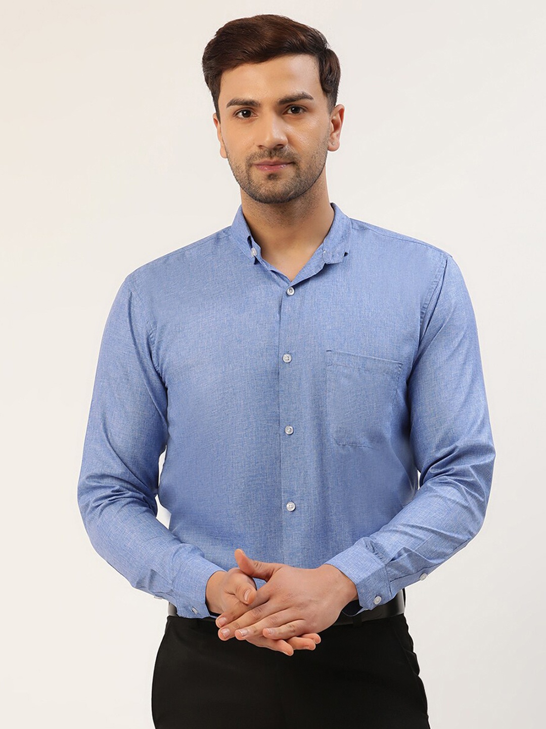 

JAINISH Men Blue Classic Regular Fit Solid Cotton Formal Shirt