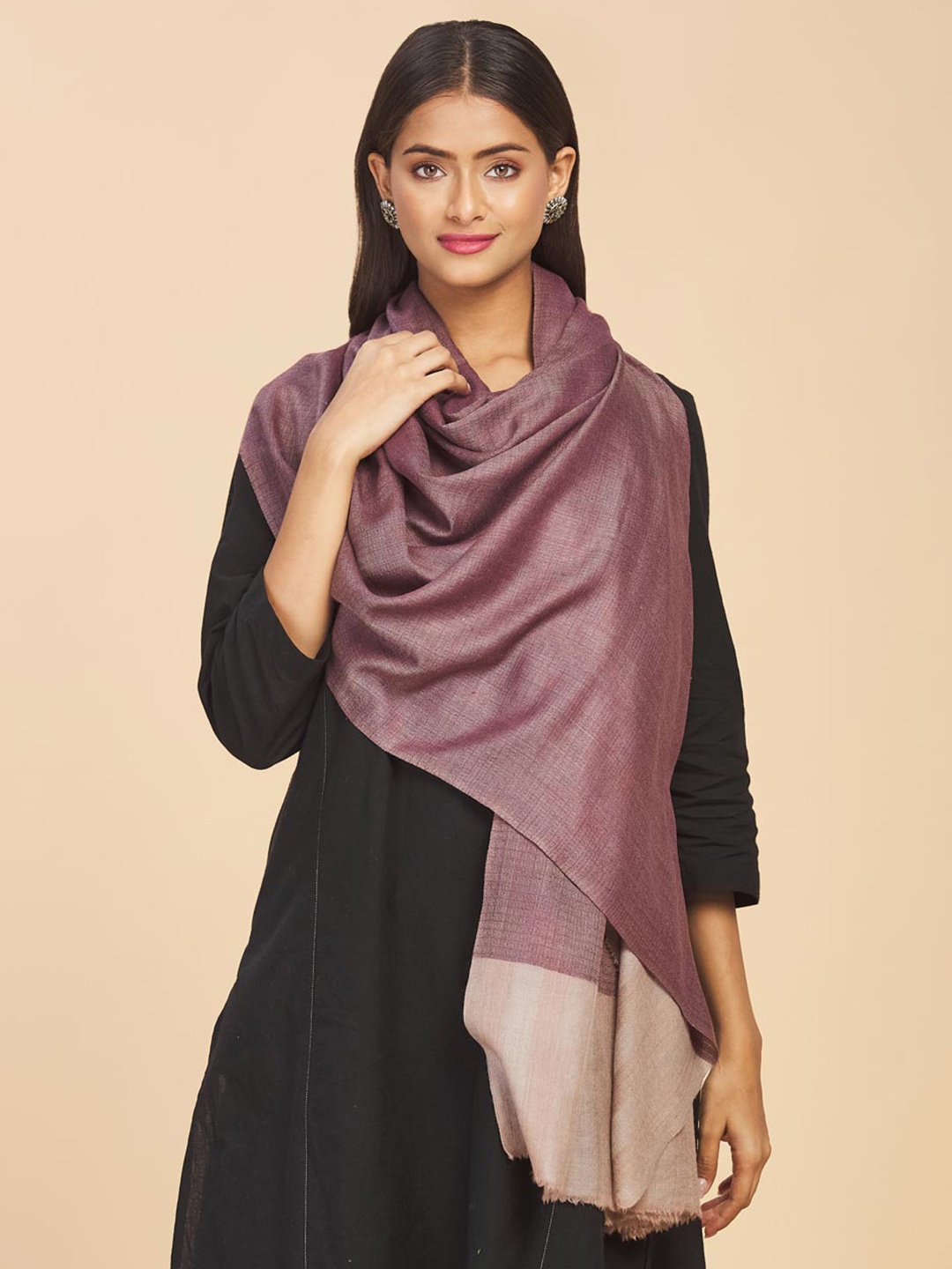

Fabindia Women Purple Woven Design Stole