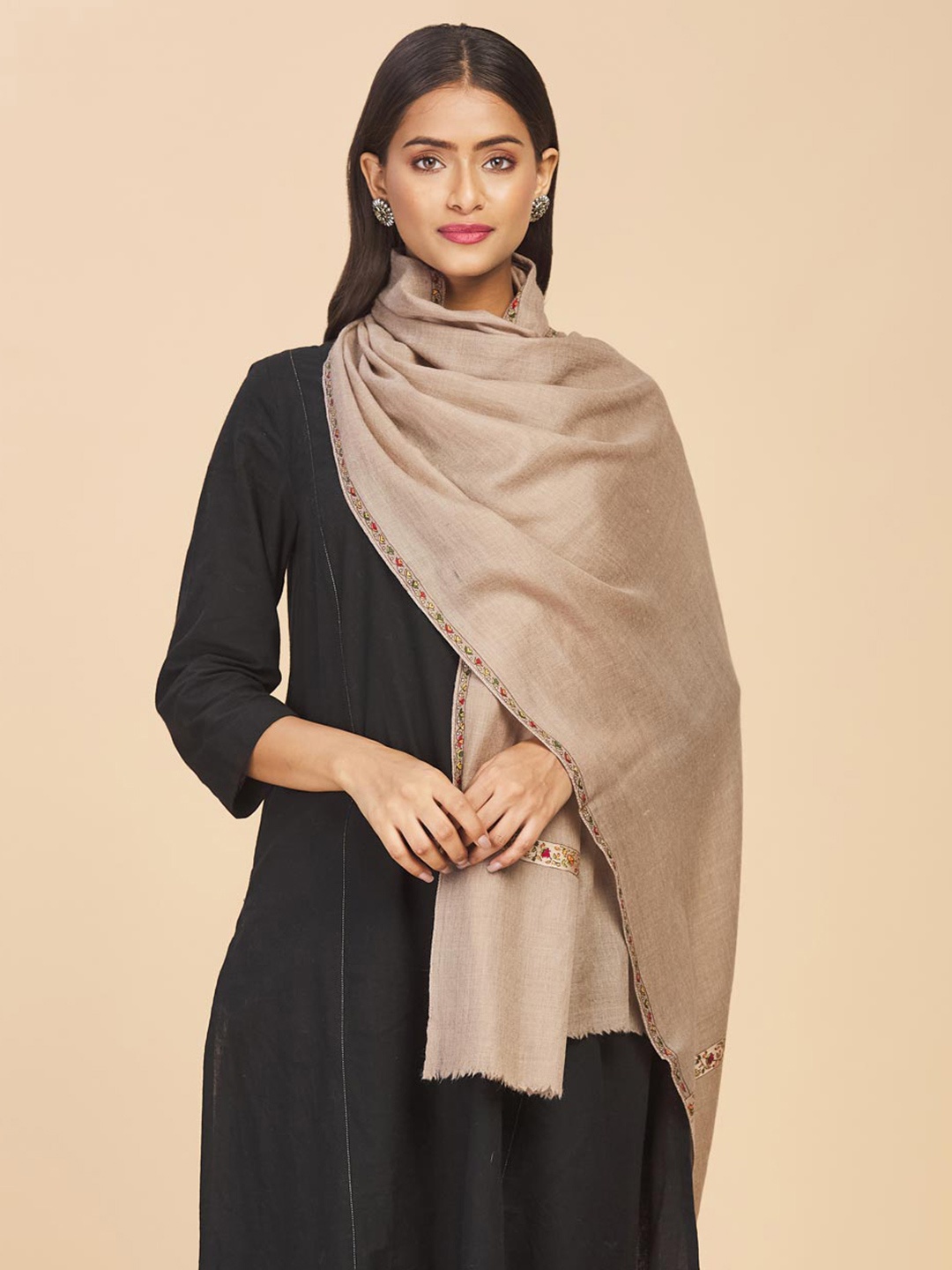 

Fabindia Women Beige & Red Stole