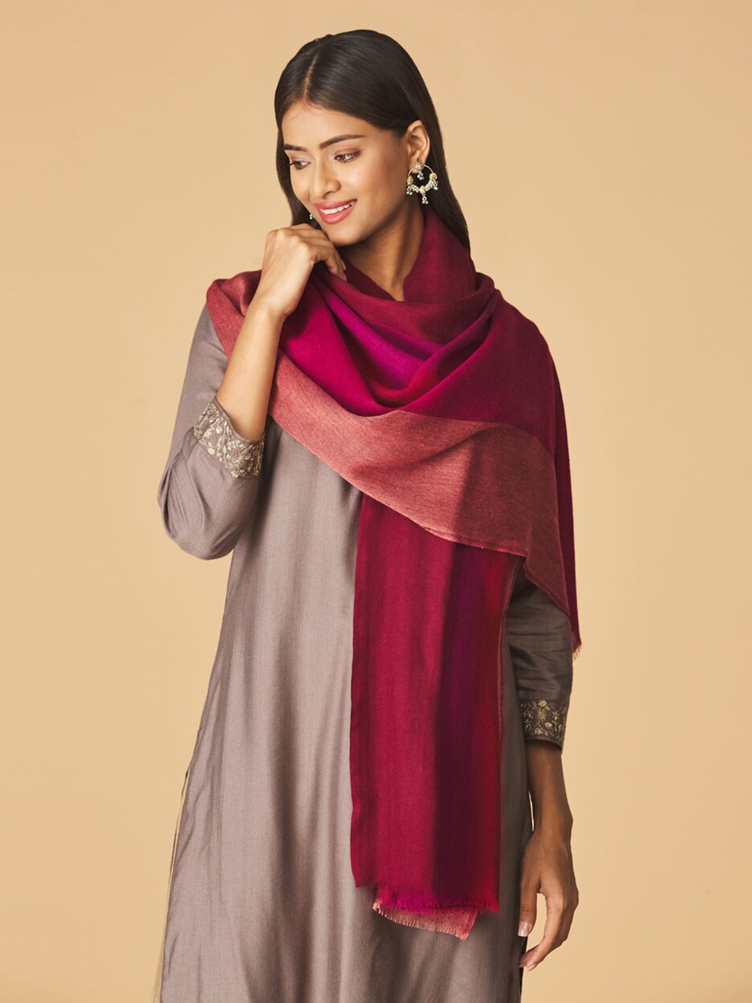 

Fabindia Women Purple & Pink Colourblocked Stole