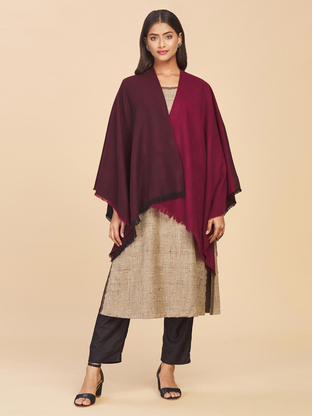 

Fabindia Women Red & Black Colourblocked Stole