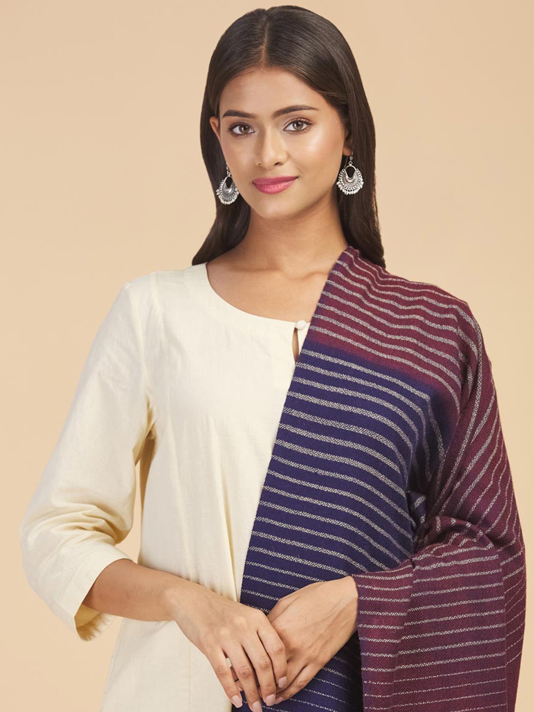 

Fabindia Women Blue Woven Design Shawl