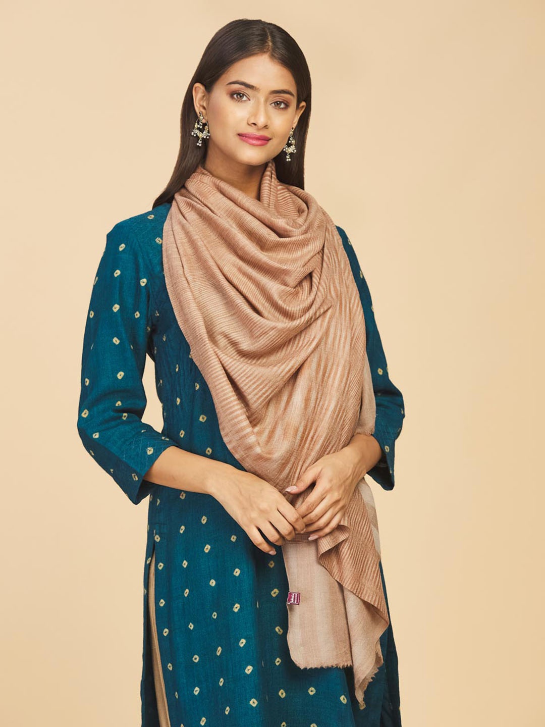 

Fabindia Women Beige Striped Stole