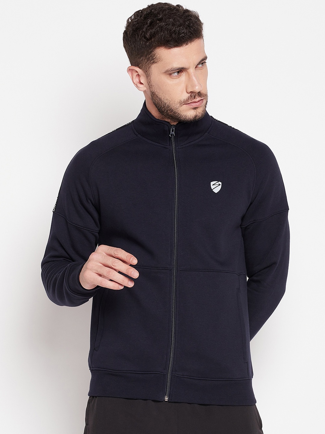 

UNPAR Men Navy Blue Solid Sporty Jacket