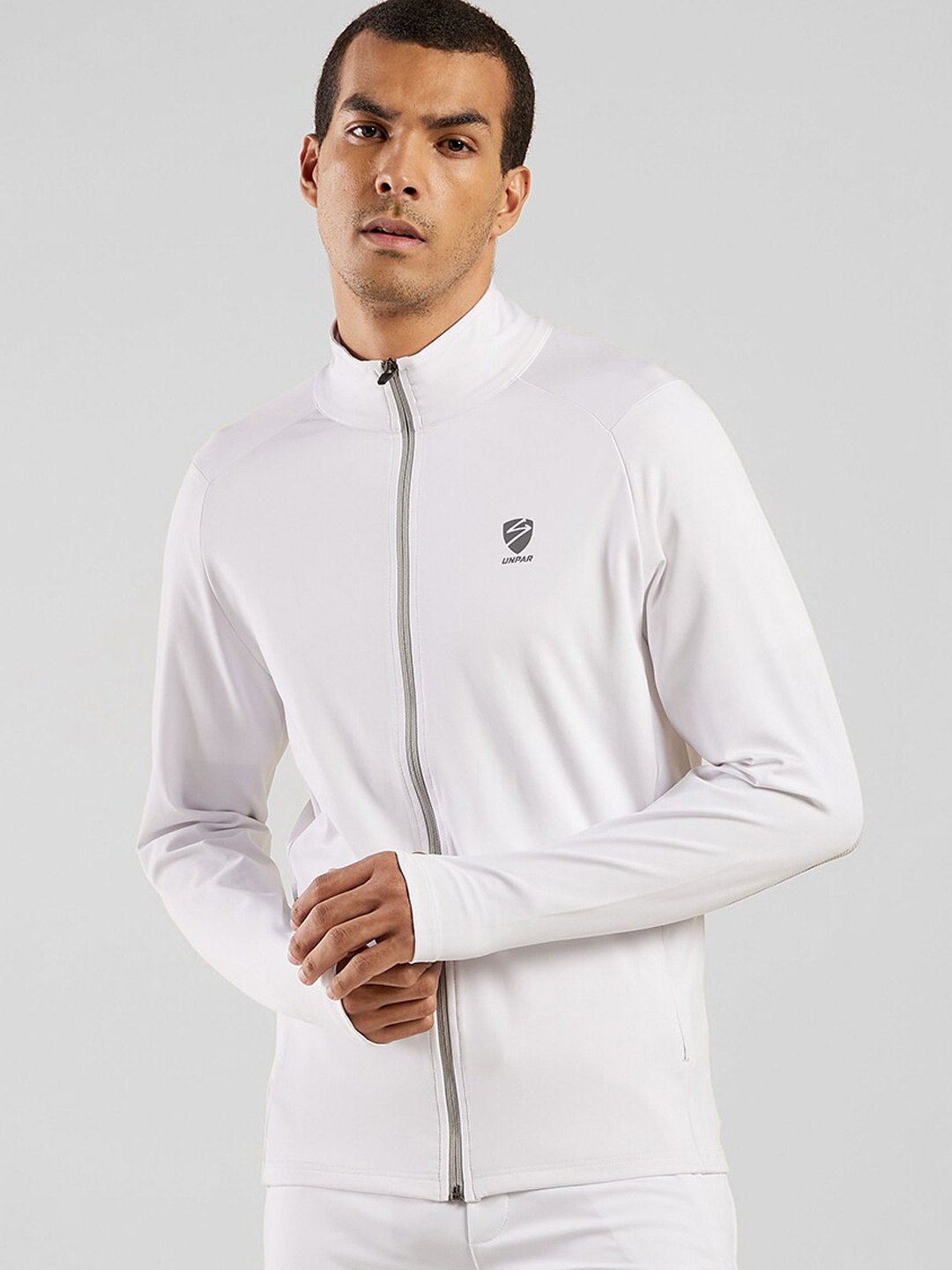 

UNPAR Men White Solid Sporty Jacket