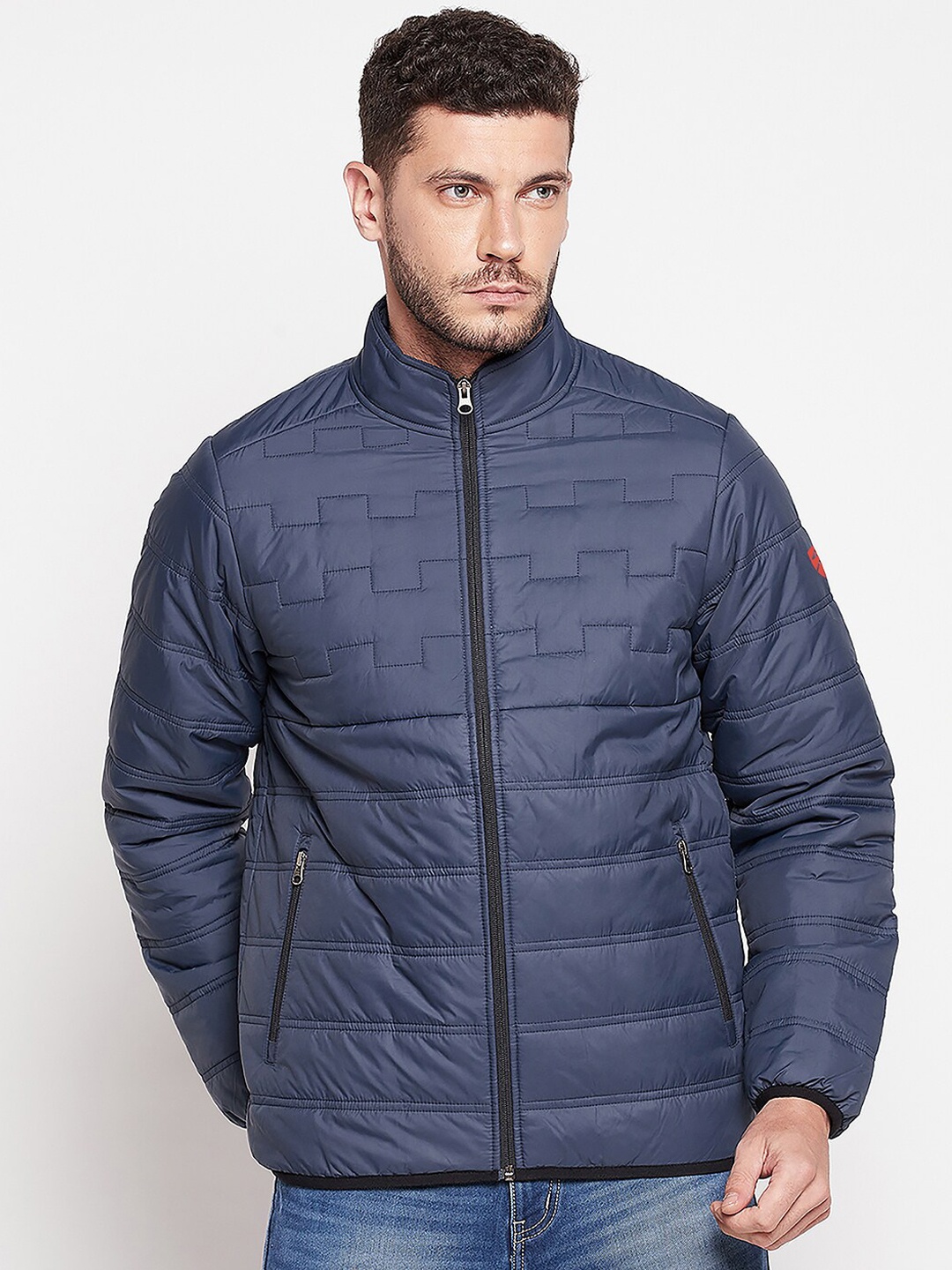 

UNPAR Men Navy Blue Solid Quilted Jacket