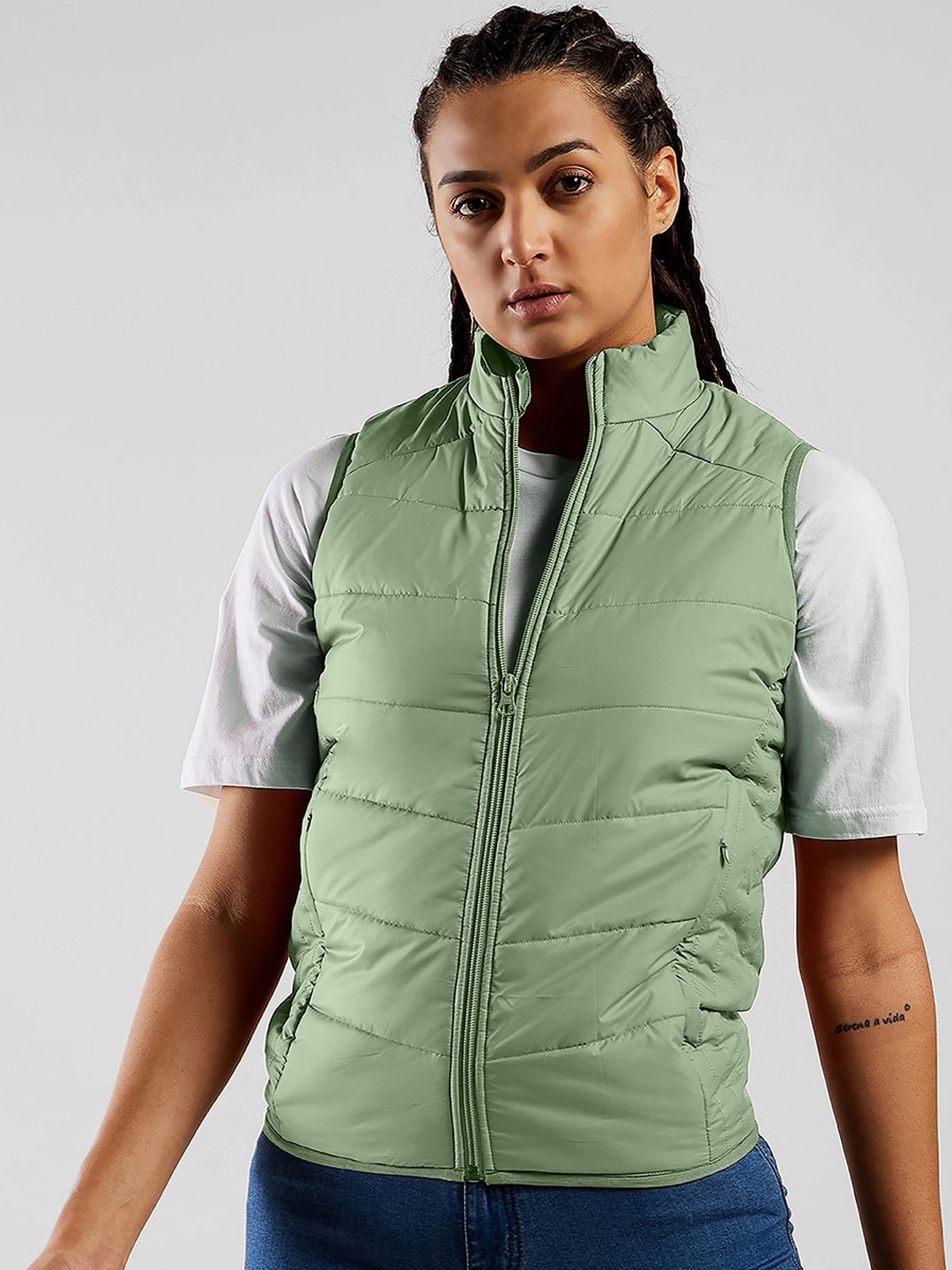 

UNPAR Women Green Padded Jacket