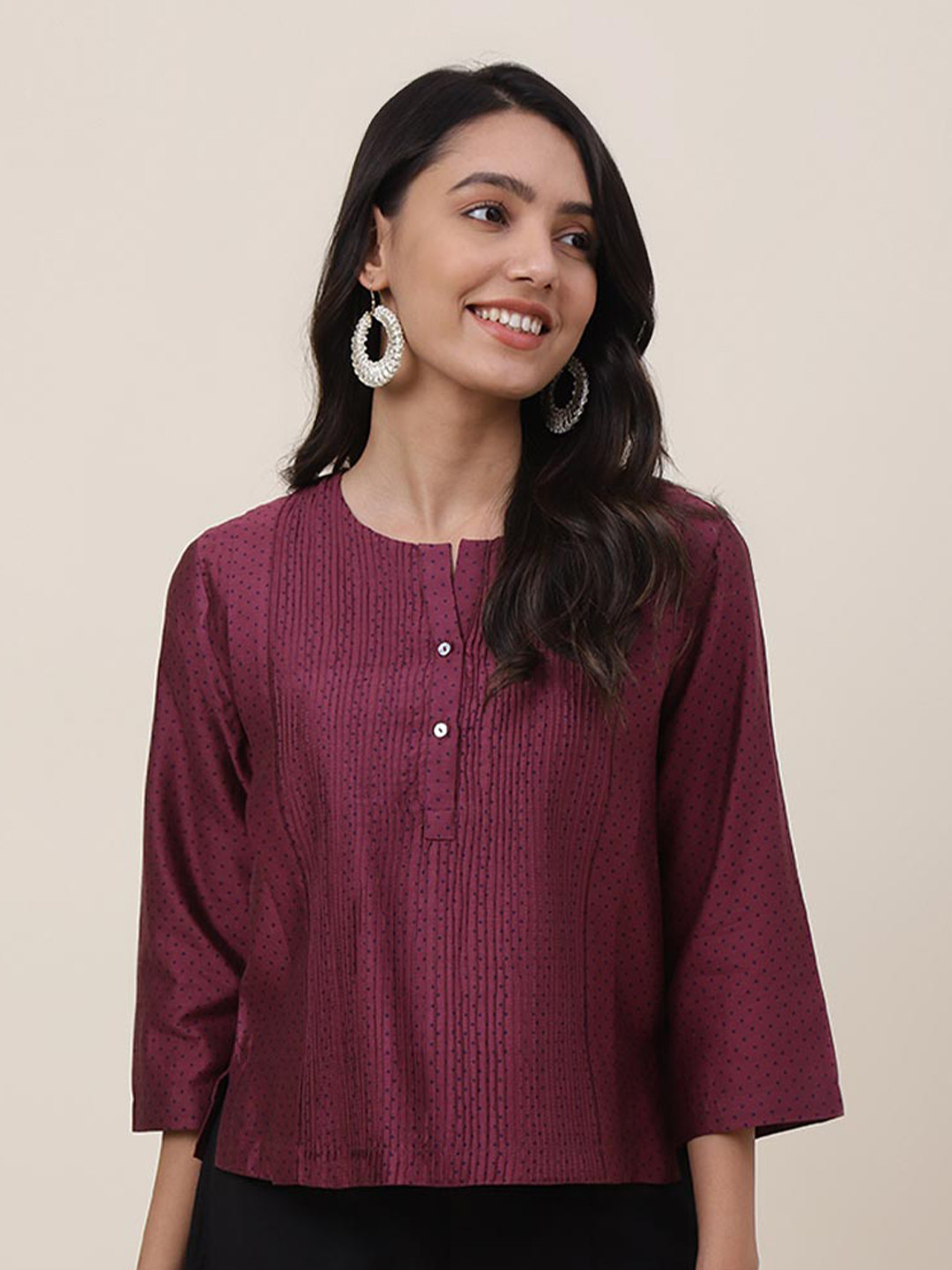 

Fabindia Purple Print Top