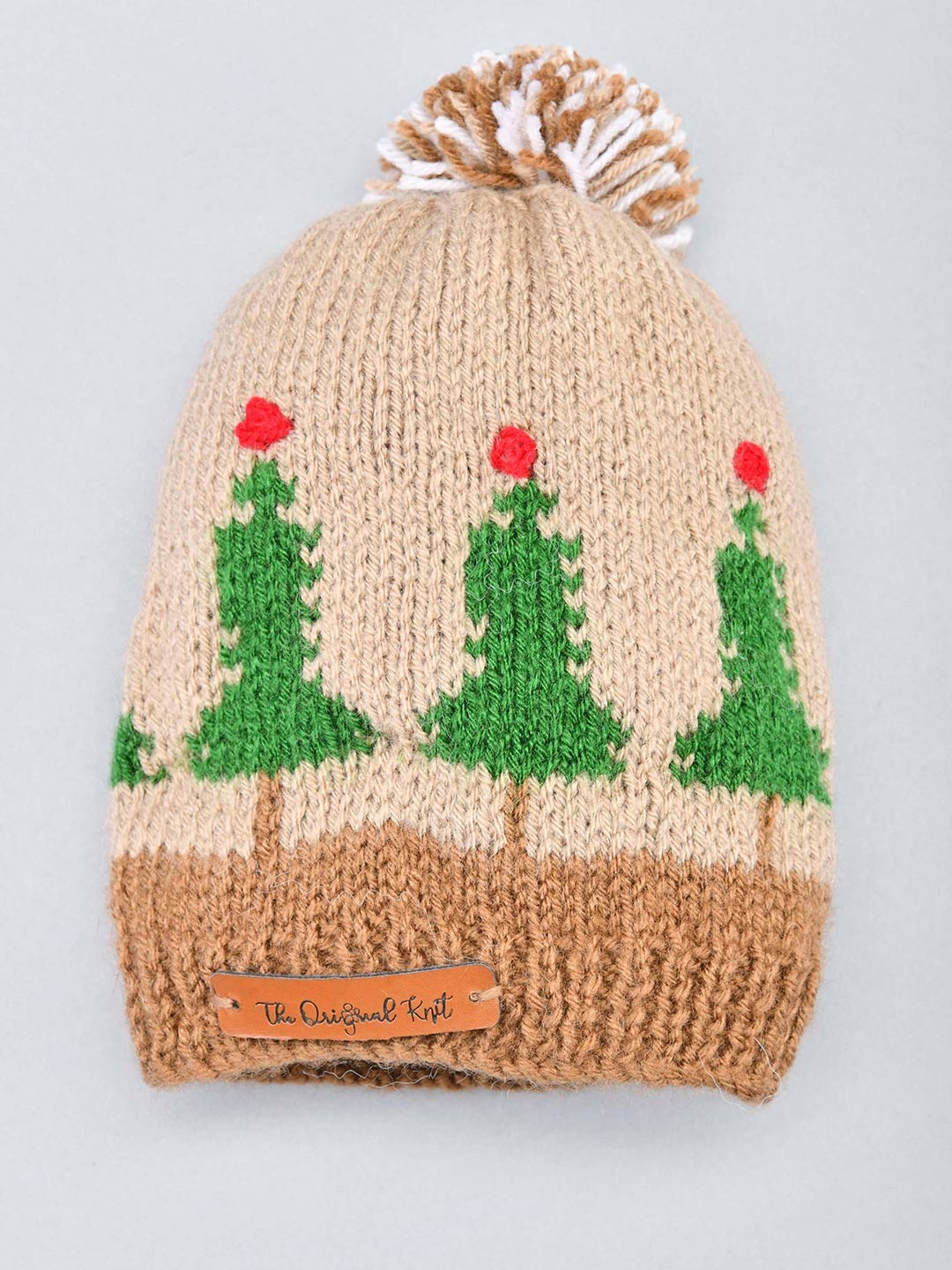 

The Original Knit Kids Beige & Green Self Design Acrylic Beanie Cap
