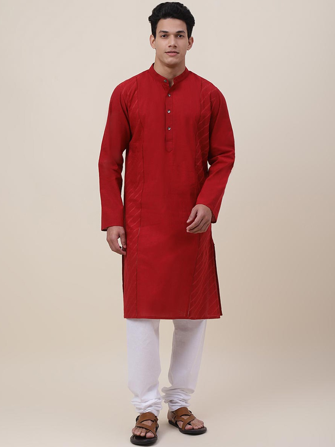 

Fabindia Men Red Cotton Kurta