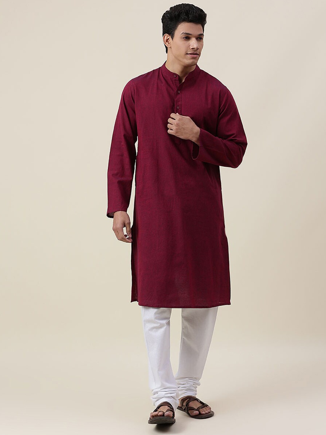 

Fabindia Men Maroon Cotton Kurta