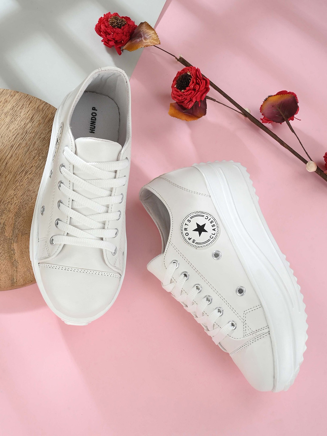 

Hundo P Women White Sneakers
