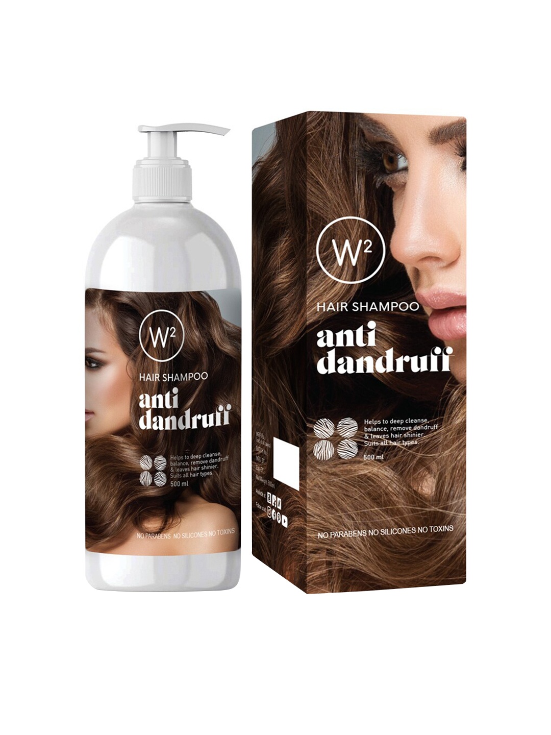 W2 Anti Dandruff Hair Shampoo 500ml, White
