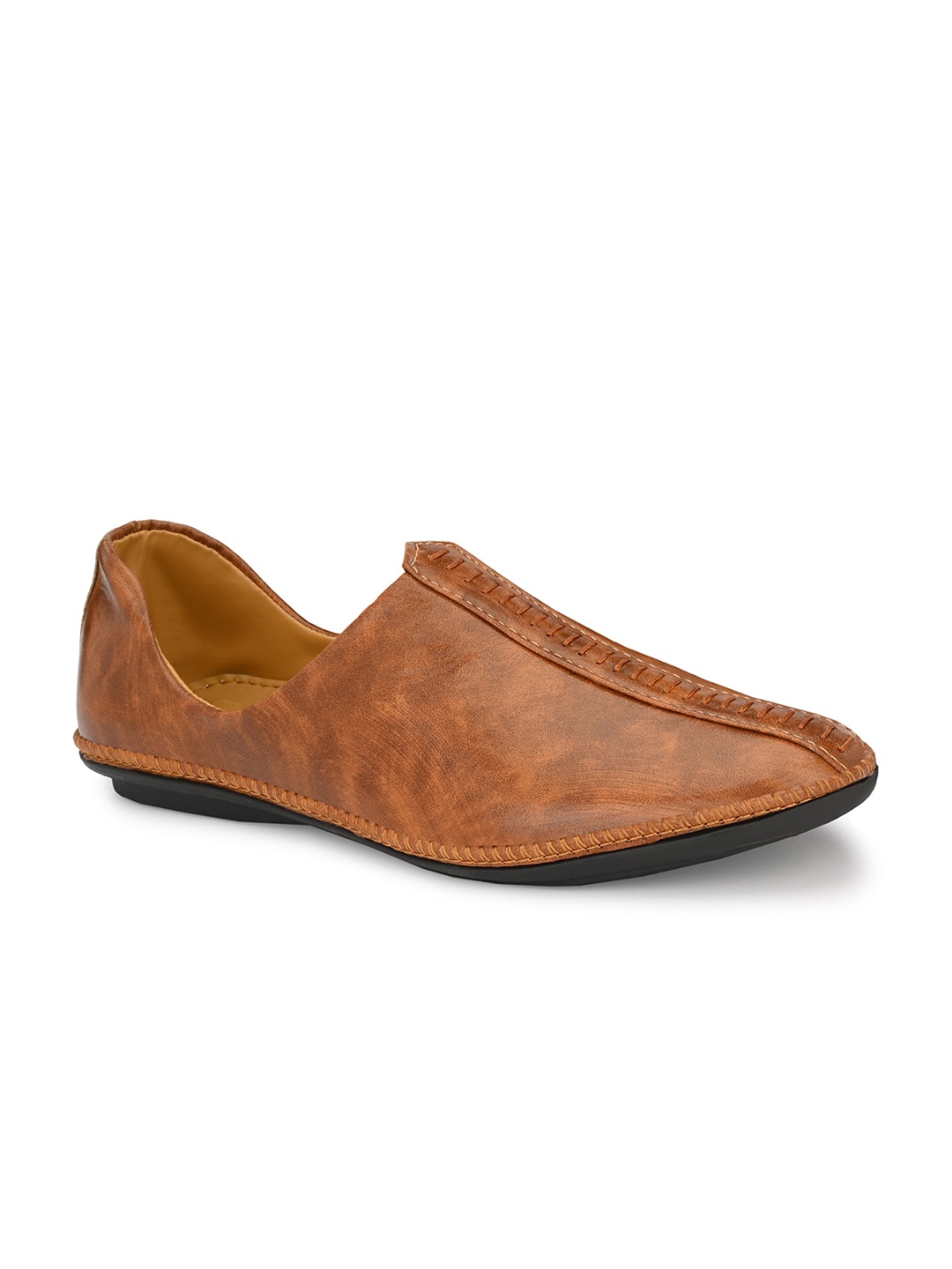 

Hundo P Men Tan Brown Solid Mojaris