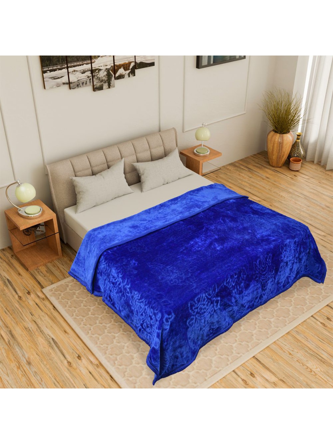 

CURIOUS LIFESTYLE Blue Heavy Winter 210 GSM Double Bed Blanket