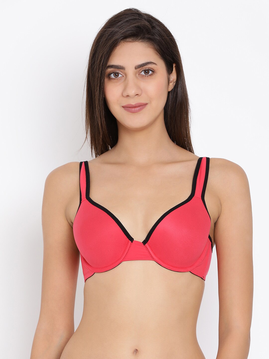 

Clovia Red & Black Underwired Lightly Padded T-Shirt Bra