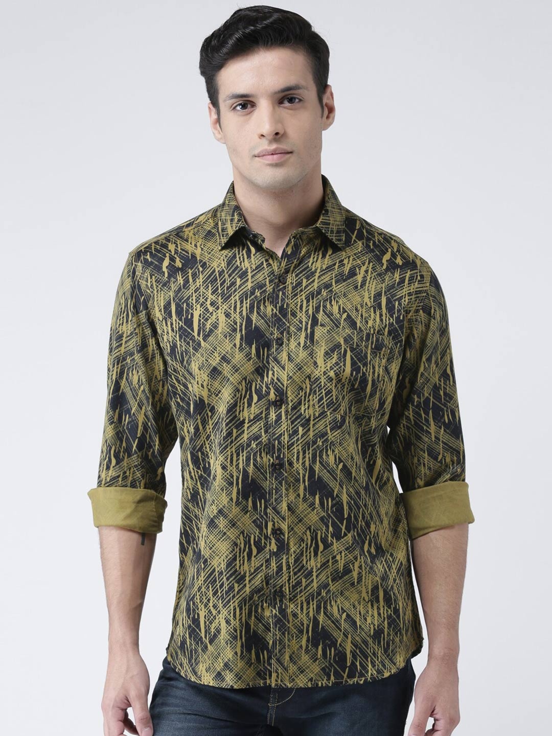 

Zeal Men Comfort Printed Cotton Casual Shirt, Olive