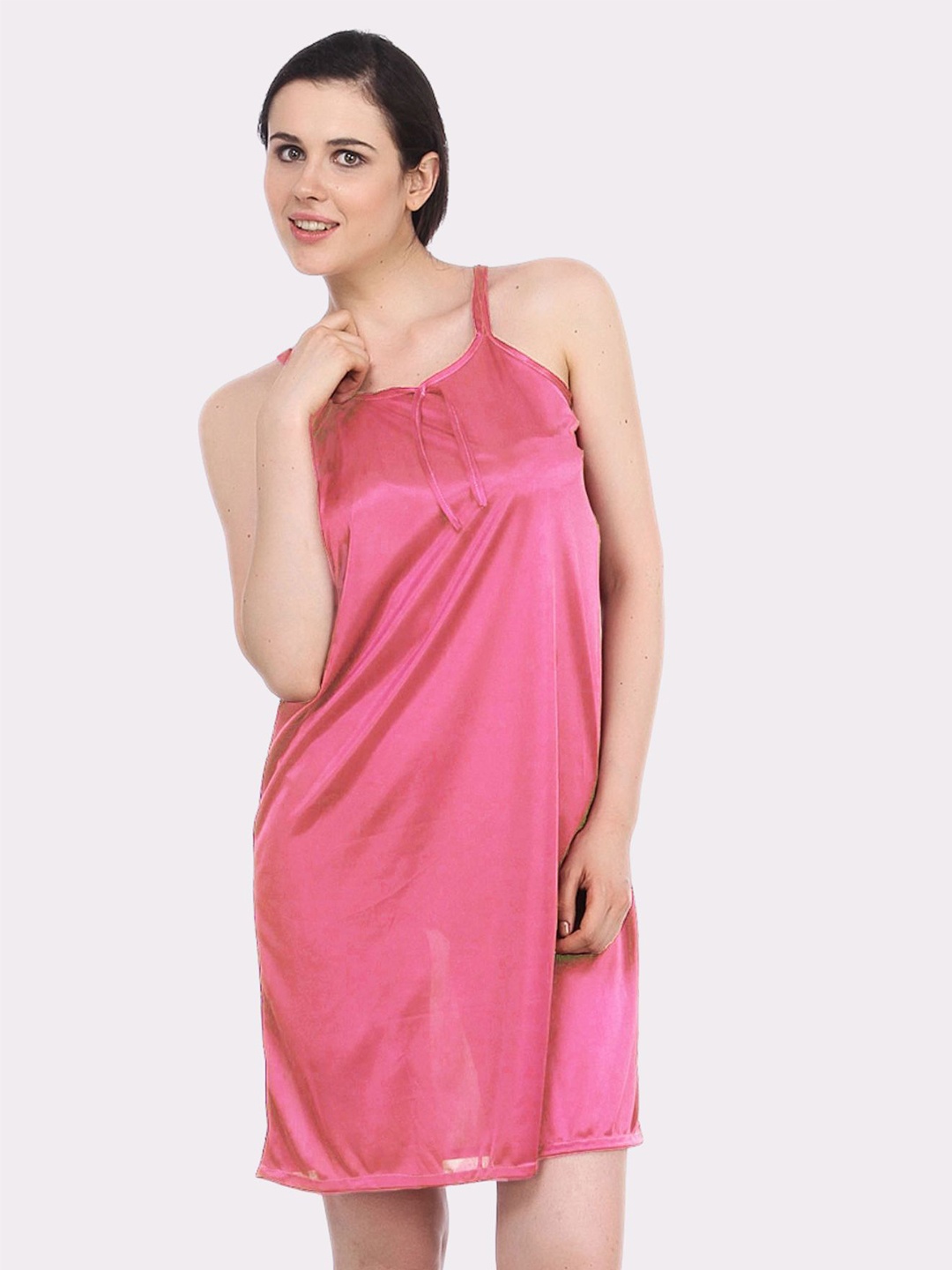 

Fasense Women Pink Satin Baby Doll BD055G1-Coral Pink