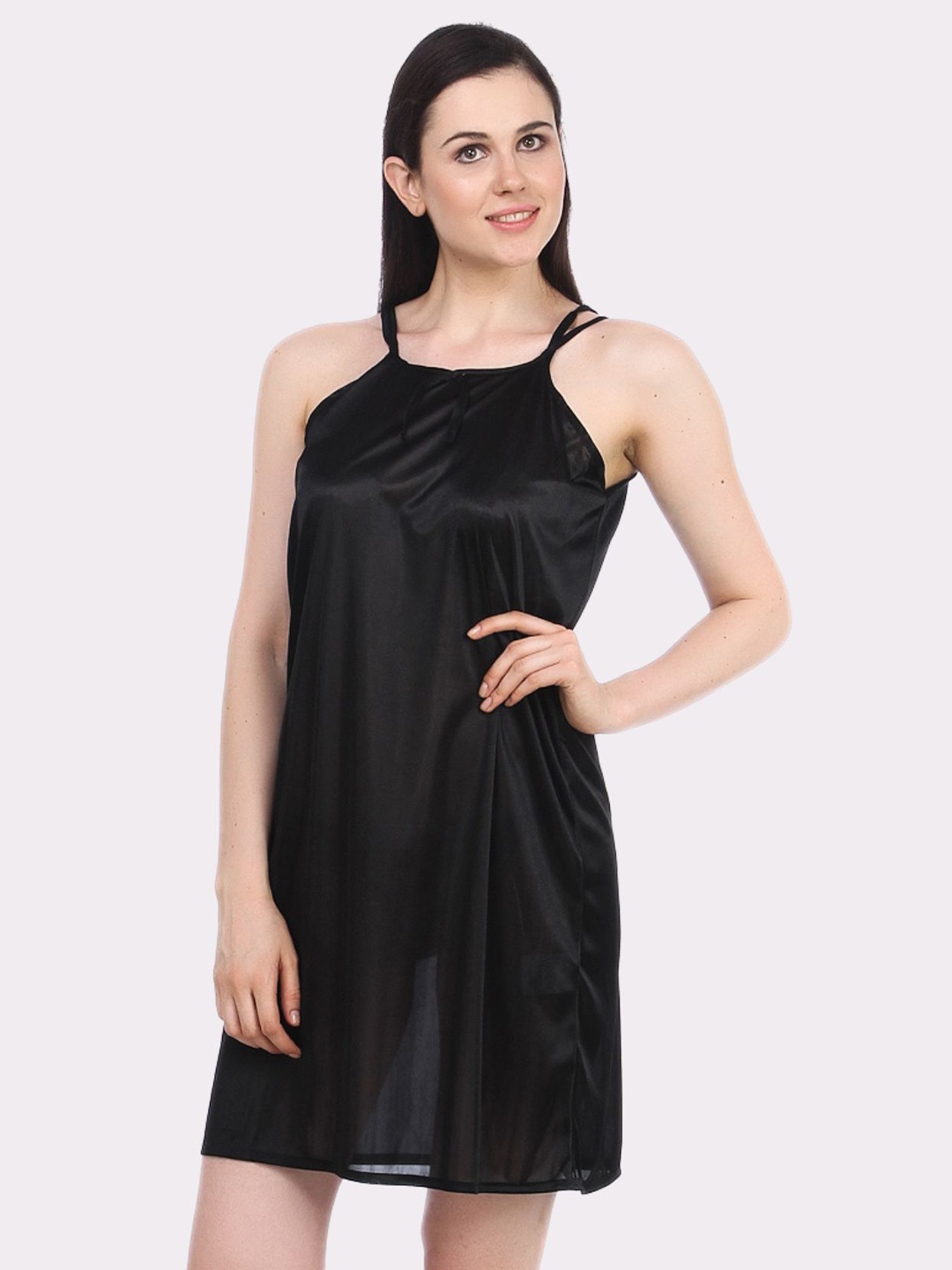 

Fasense Women Black Satin Baby Doll BD055B1
