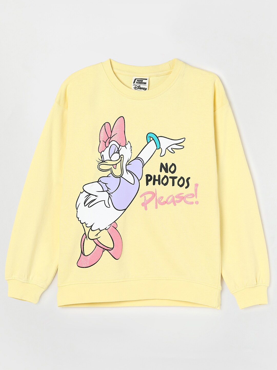 

Fame Forever by Lifestyle Girls Yellow Daisy Duck Printed Cotton Sweatshirt