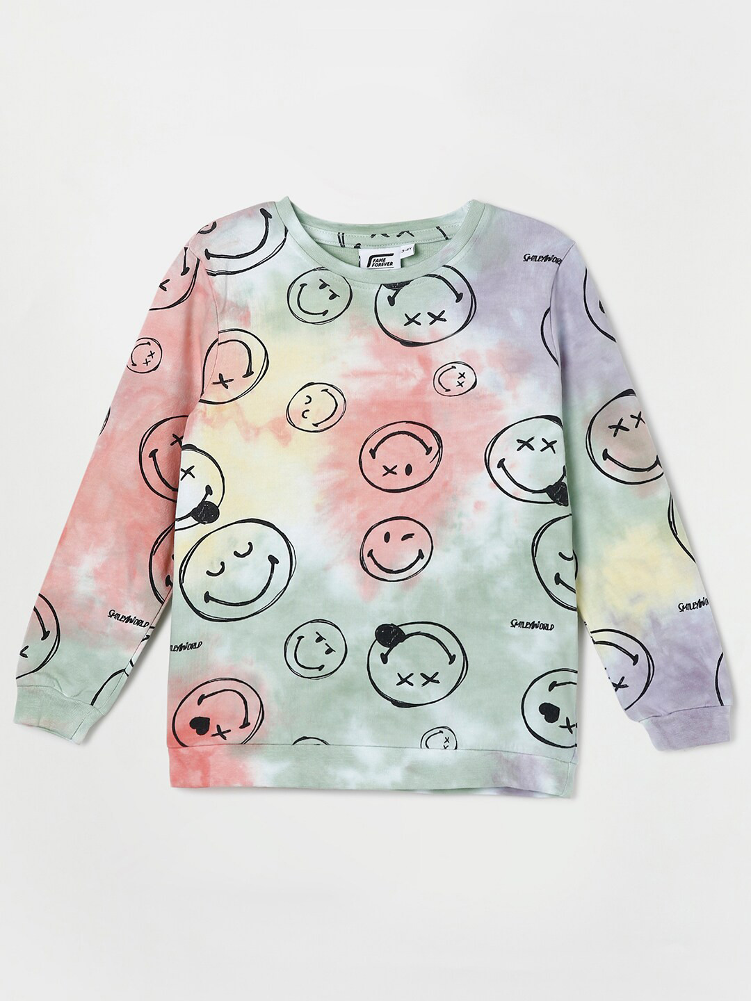 

Fame Forever by Lifestyle Girls Smiley Printed Cotton Sweatshirt, Green