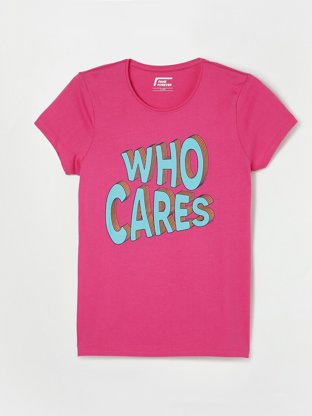 

Fame Forever by Lifestyle Girls Pink Typography Printed Cotton T-shirt