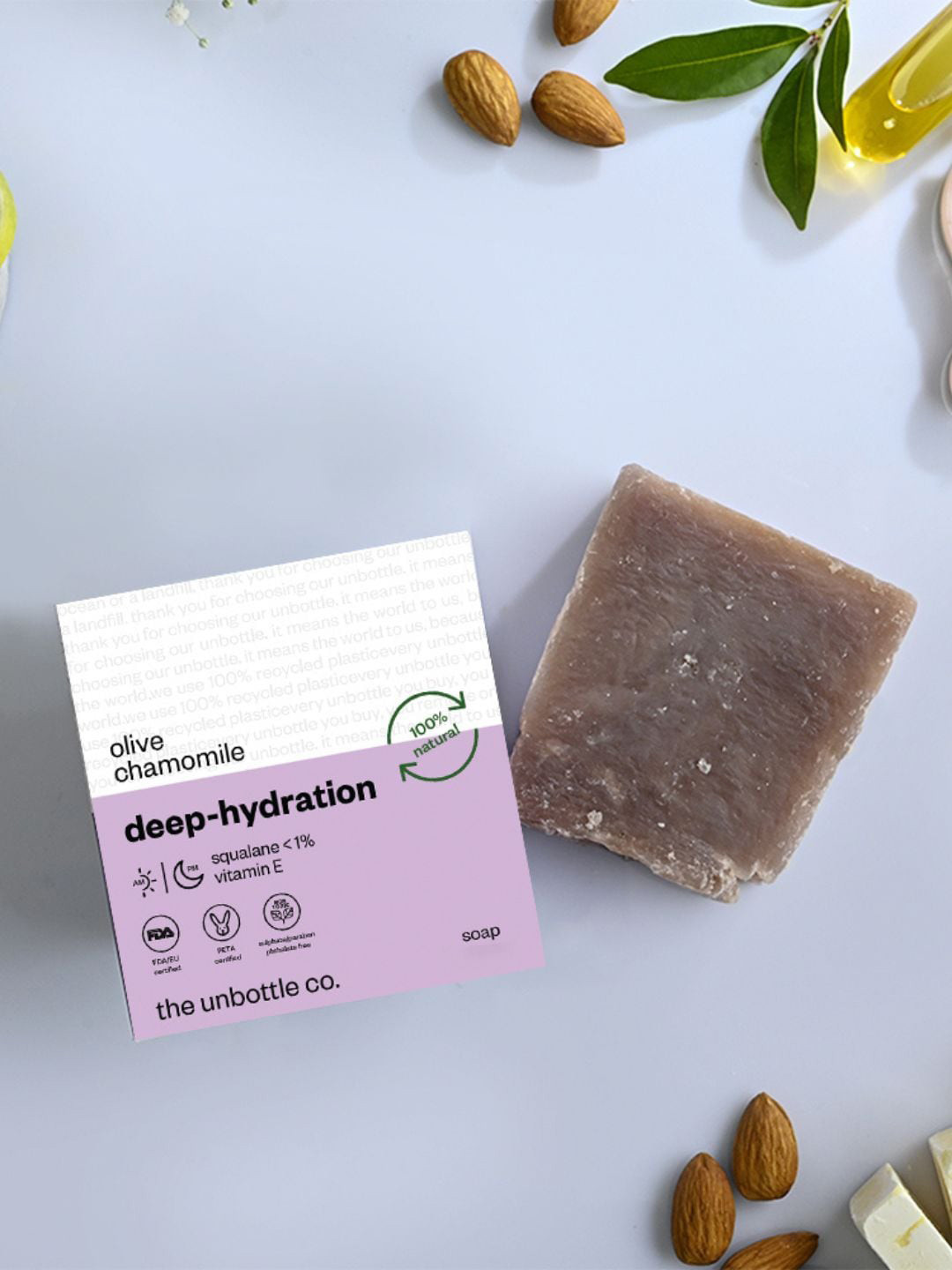 

The Unbottle Co Skintelligent Deep Hydration Handmade Soap with Olive & Chamomile 100 g, Lavender