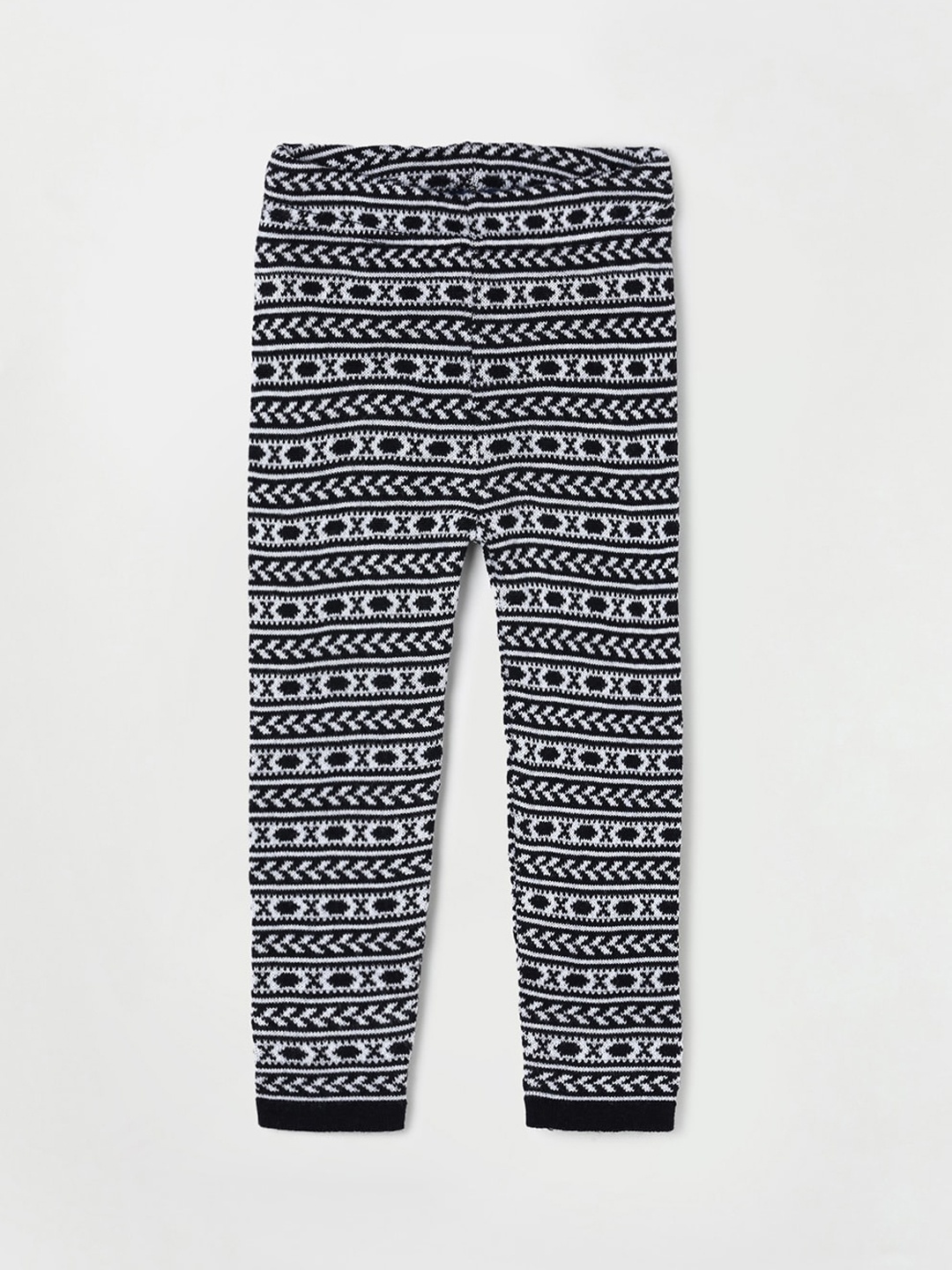 

Juniors by Lifestyle Girls Black Printed Knitted Ankle Length Leggings