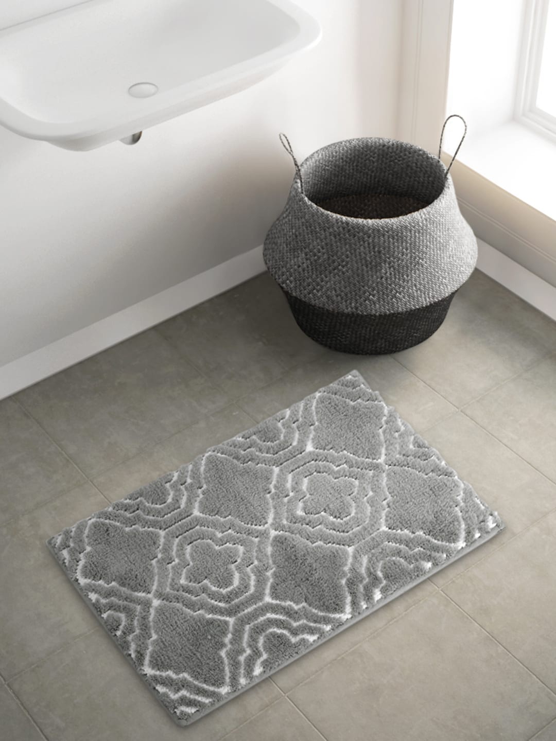 

Living scapes by Pantaloons Grey Printed 1850 GSM Bath Rugs