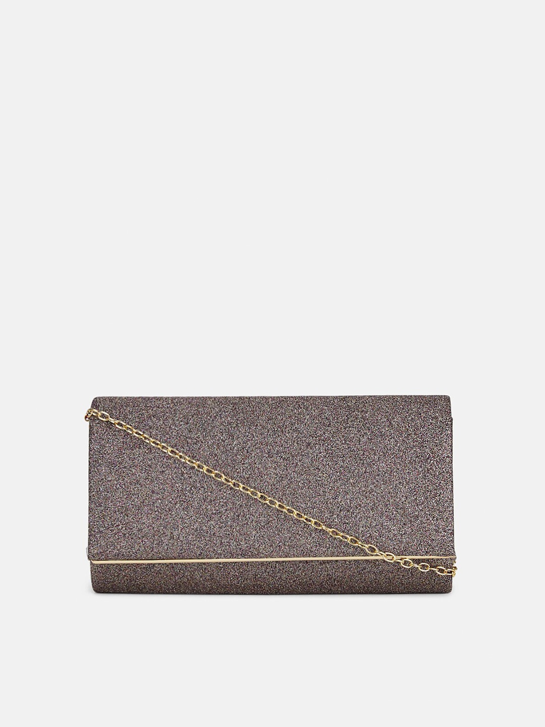 

Forever Glam by Pantaloons Grey & Gold-Toned Textured Envelope Clutch