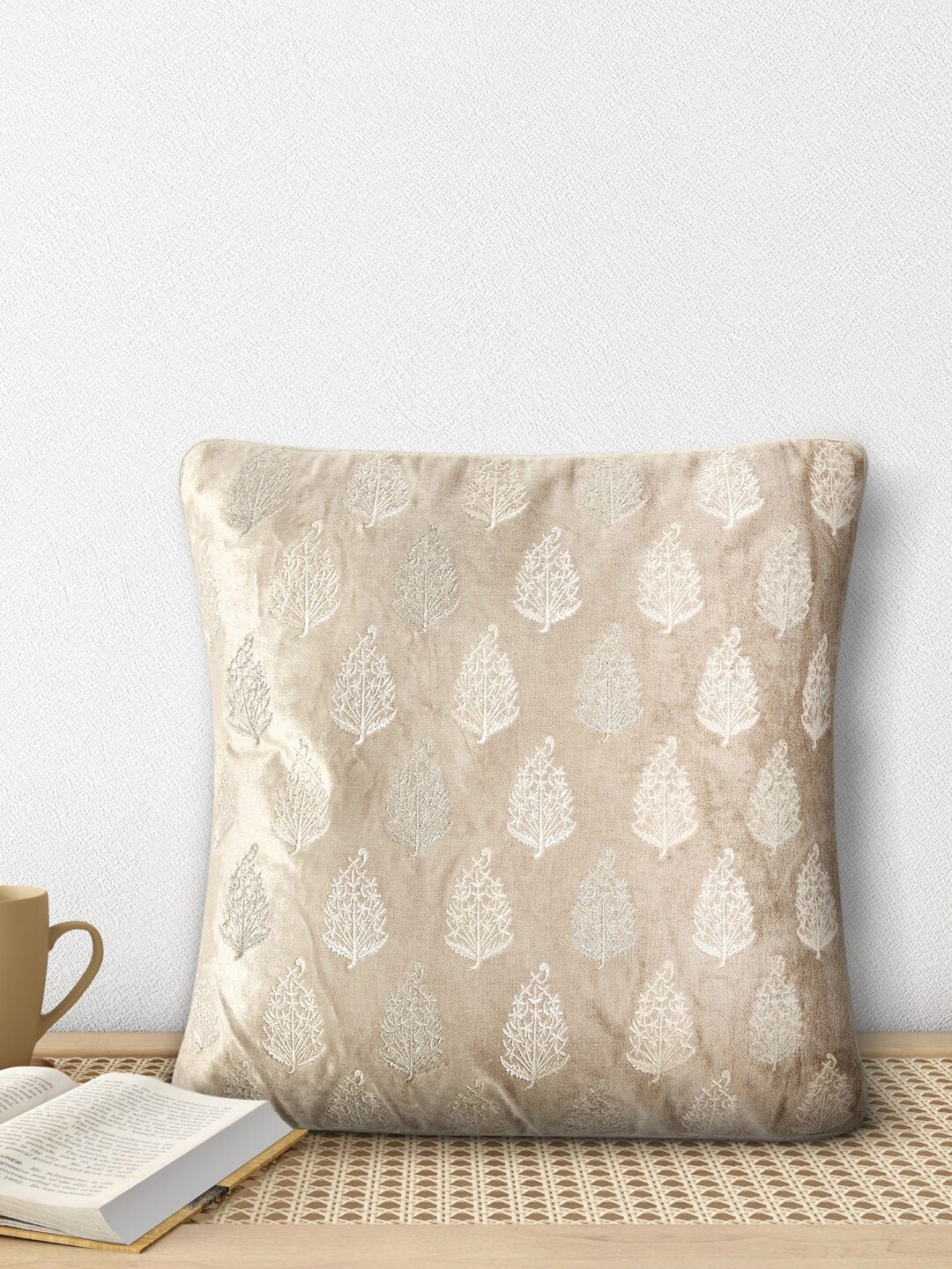 

Living scapes by Pantaloons Beige Floral Square Cushion Covers