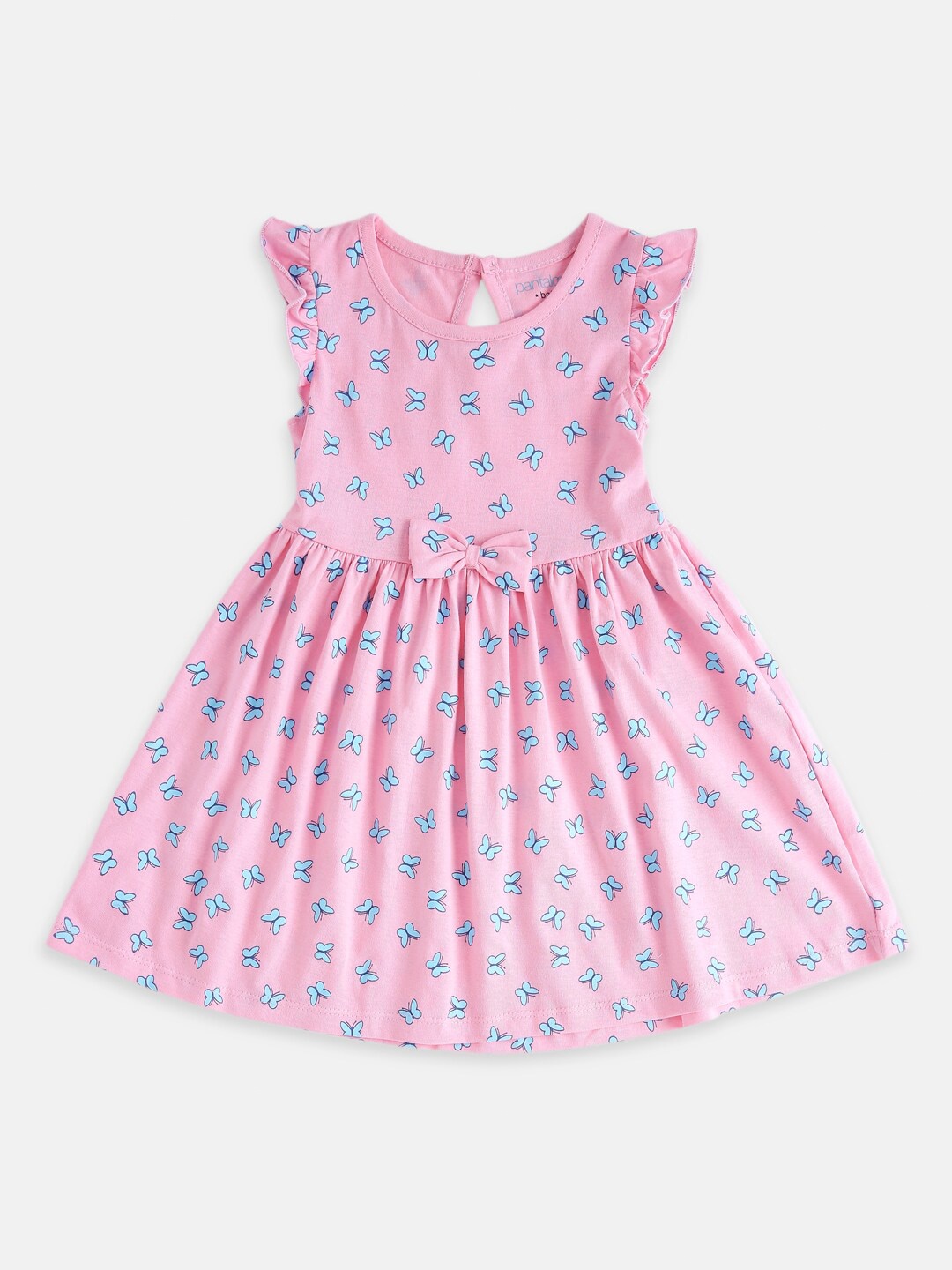 

Pantaloons Baby Pink & Blue A-Line Cotton Dress