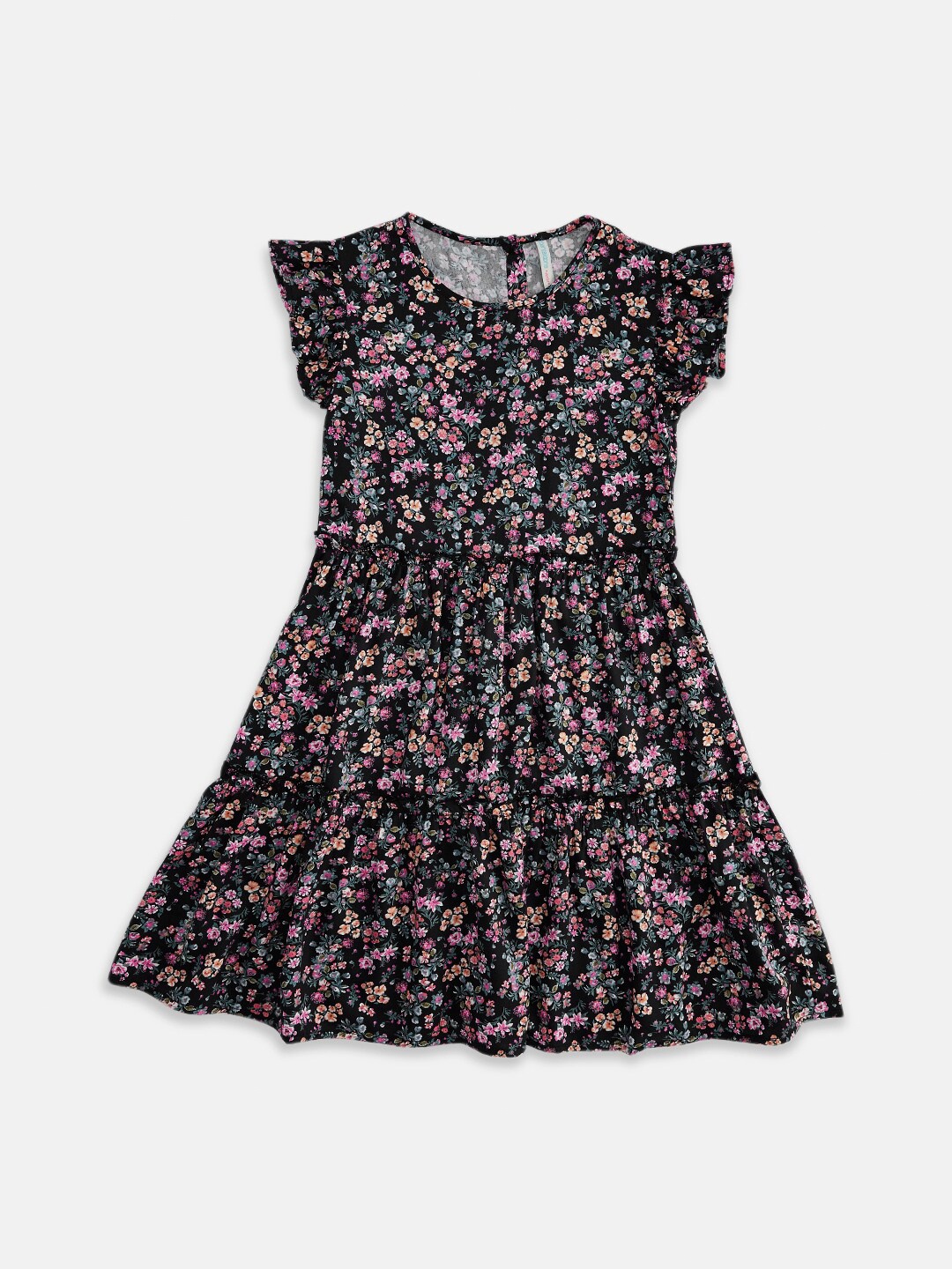 

Pantaloons Junior Black Floral A-Line Cotton Dress