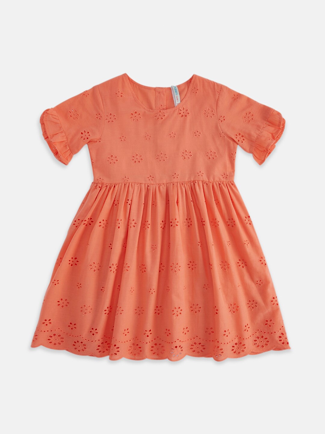 

Pantaloons Junior Peach-Coloured A-Line Cotton Dress