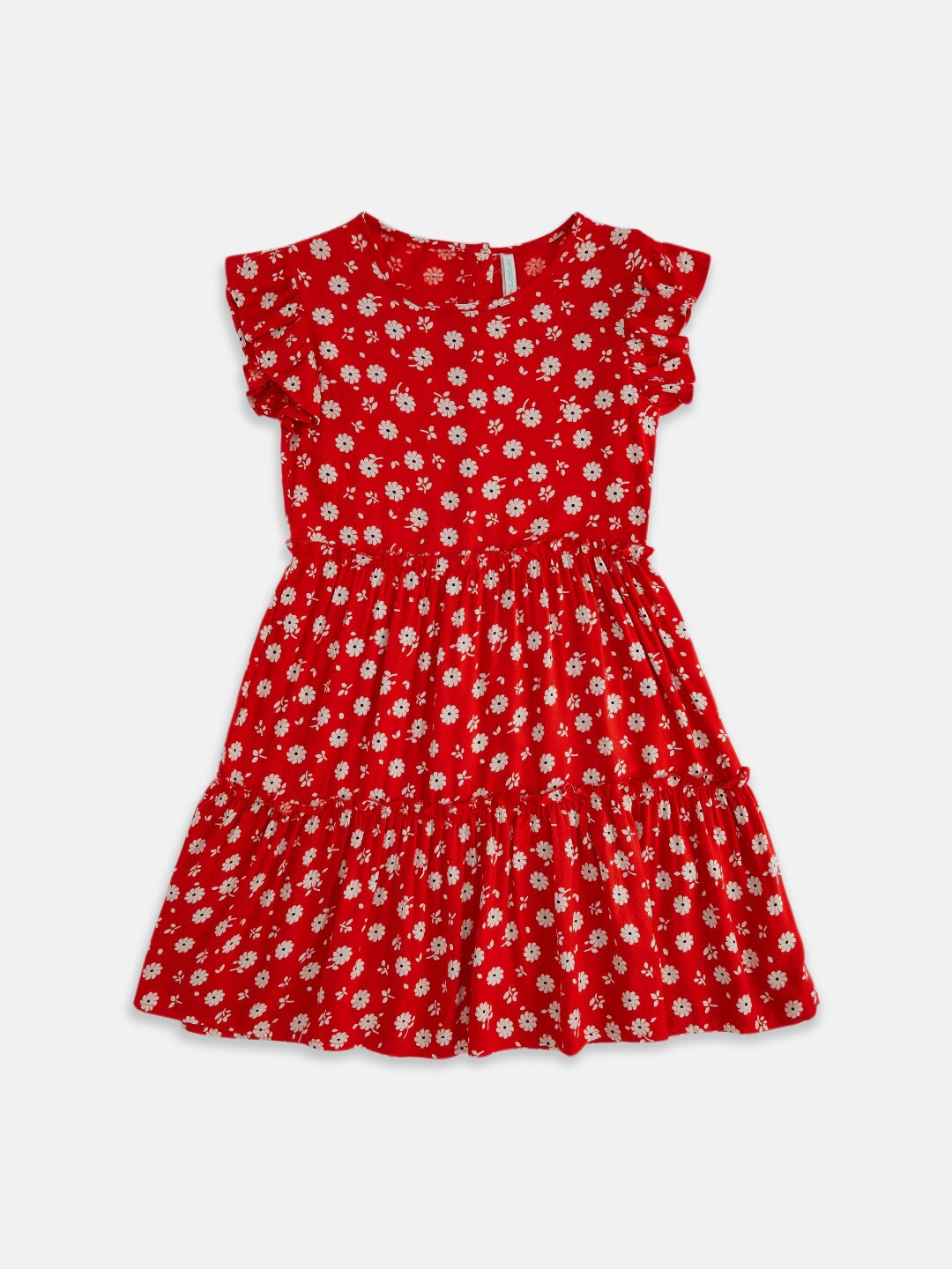 

Pantaloons Junior Red & White Floral A-Line Cotton Dress