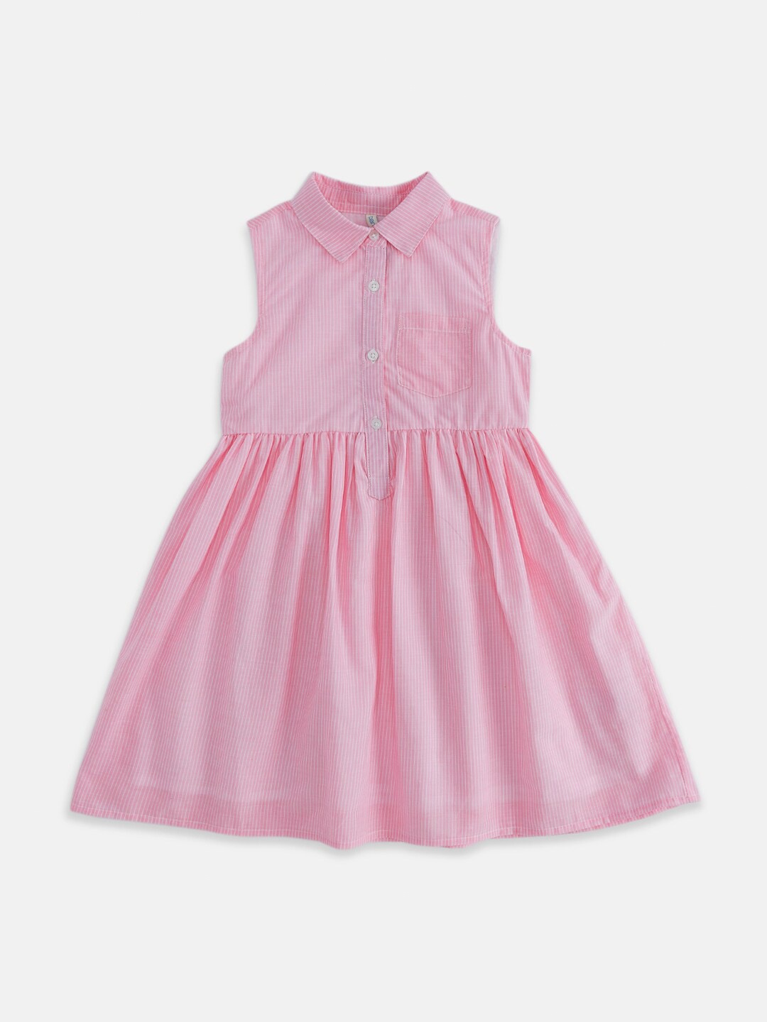 

Pantaloons Junior Pink & White Striped A-Line Cotton Dress