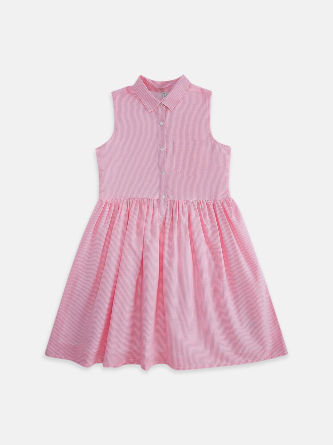 

Pantaloons Junior Girls Pink Striped Cotton A-Line Dress