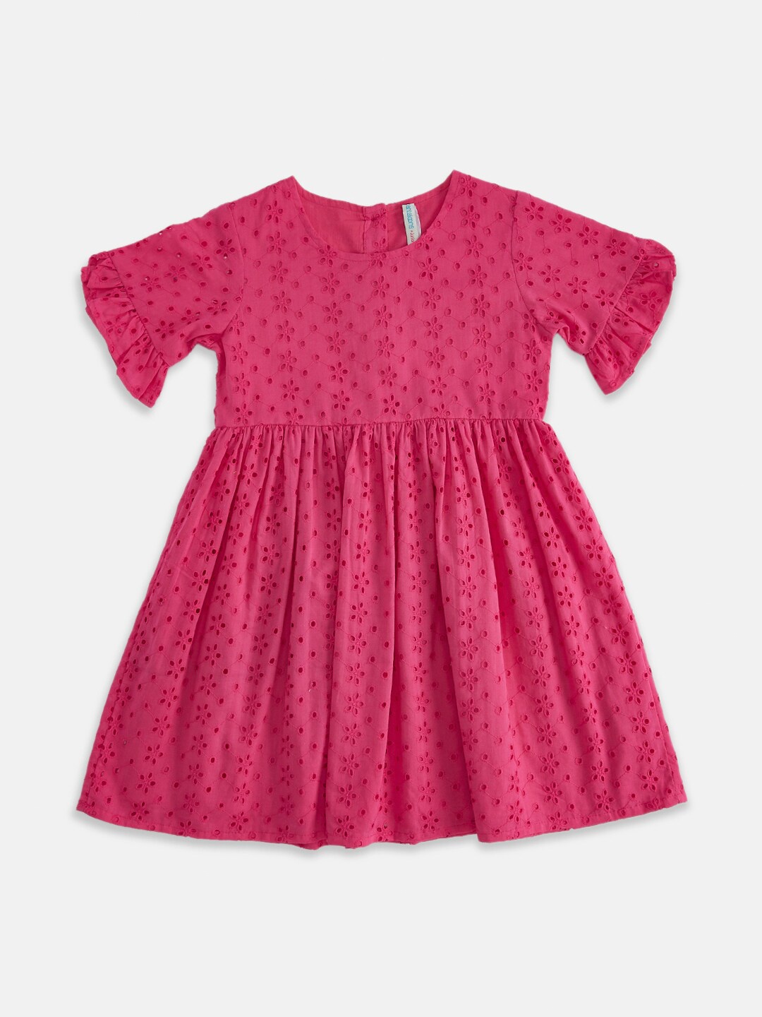 

Pantaloons Junior Girls Pink Self Design Schiffli Cotton Dress