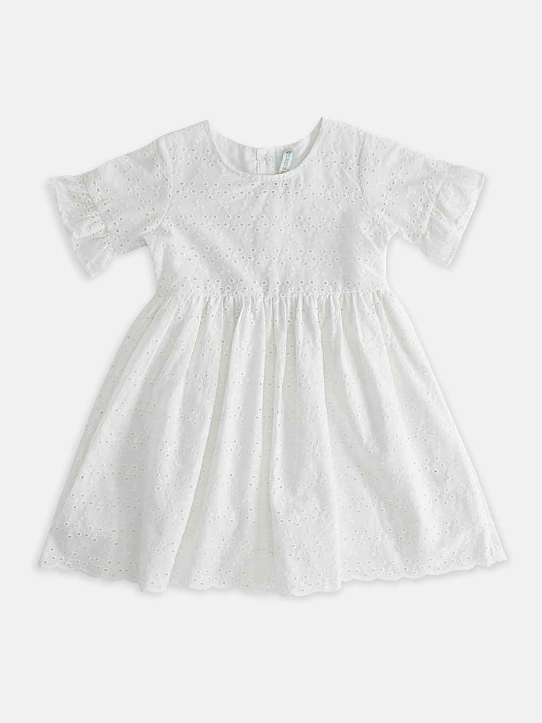 

Pantaloons Junior Girls White Self Design Schiffli Cotton Dress